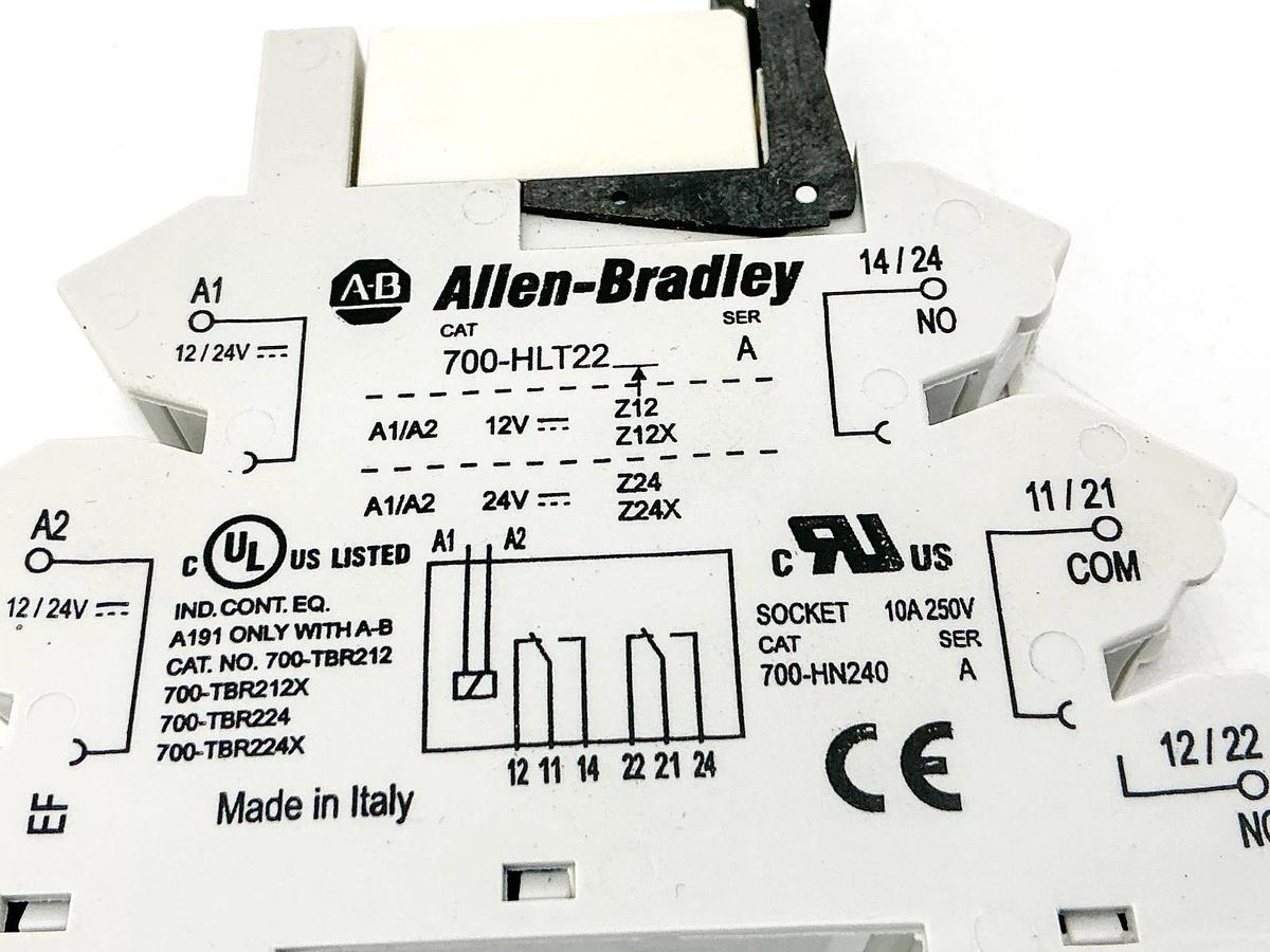 New Lot of 2 AllenBradley 700-HLT22 Terminal Block Relay 24V Ser.A - No Box