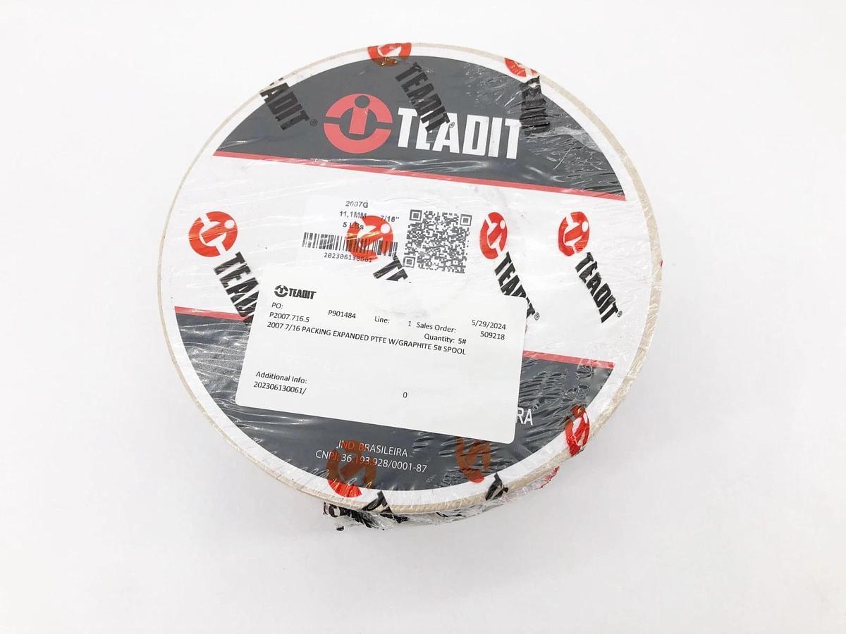 New Teadit 2007G Packing Expanded PTFE with Graphite 7/16" 5lb Reel