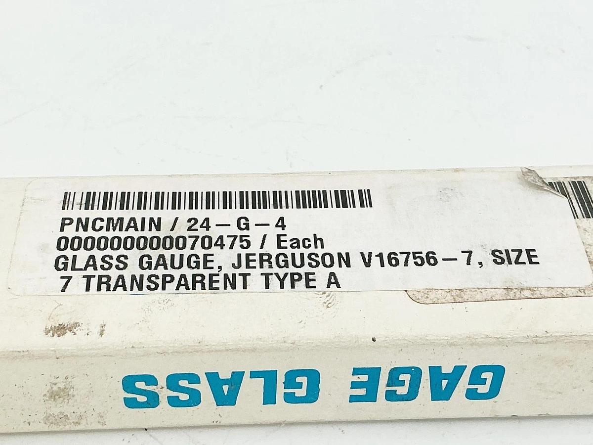 New Jerguson 7-20400 V16756-7 Gage Sight Glass Size 7 11" Transparent Glass