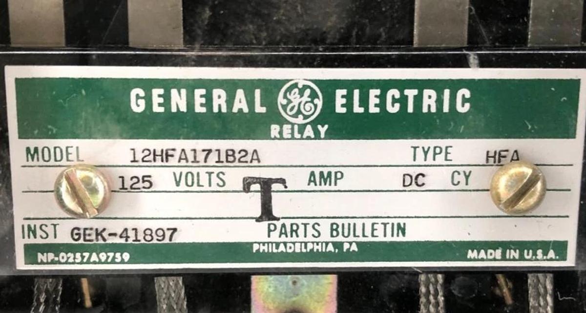 Used General Electric GE 12HFA171B2A Auxiliary Relay 125V