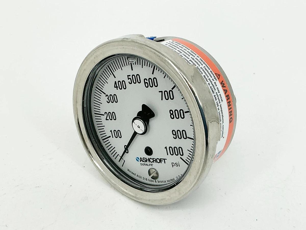 New Ashcroft 25-1009-AWL-02B-1000# Pressure Gauge 0-1000PSI 2.5" 1/4" NPT