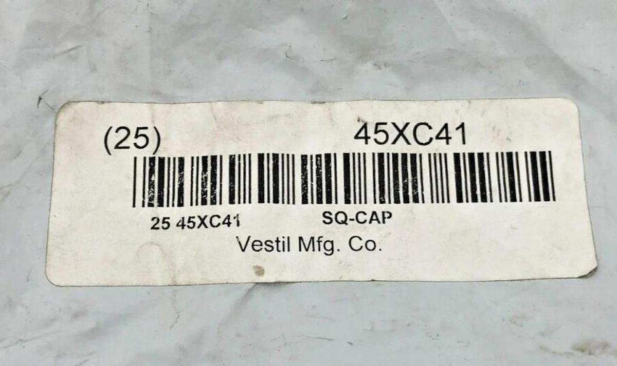 Lot of 25 New Vestil 45XC41 End Caps, 1 in 1-.2 H 1-1/2 L