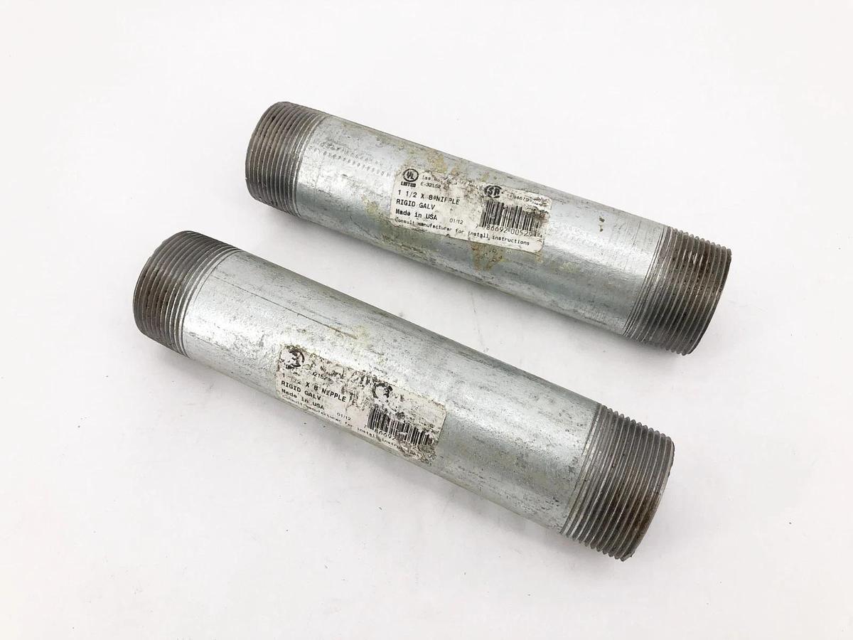 Lot of 2 New Picoma 5682 Threaded Conduit Nipples 1-1/2" x 8" - No Box