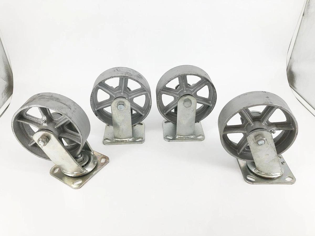New ULINE H-2112 Set of 4 Casters for Dumping Hoppers 2 Swivel 2 Rigid