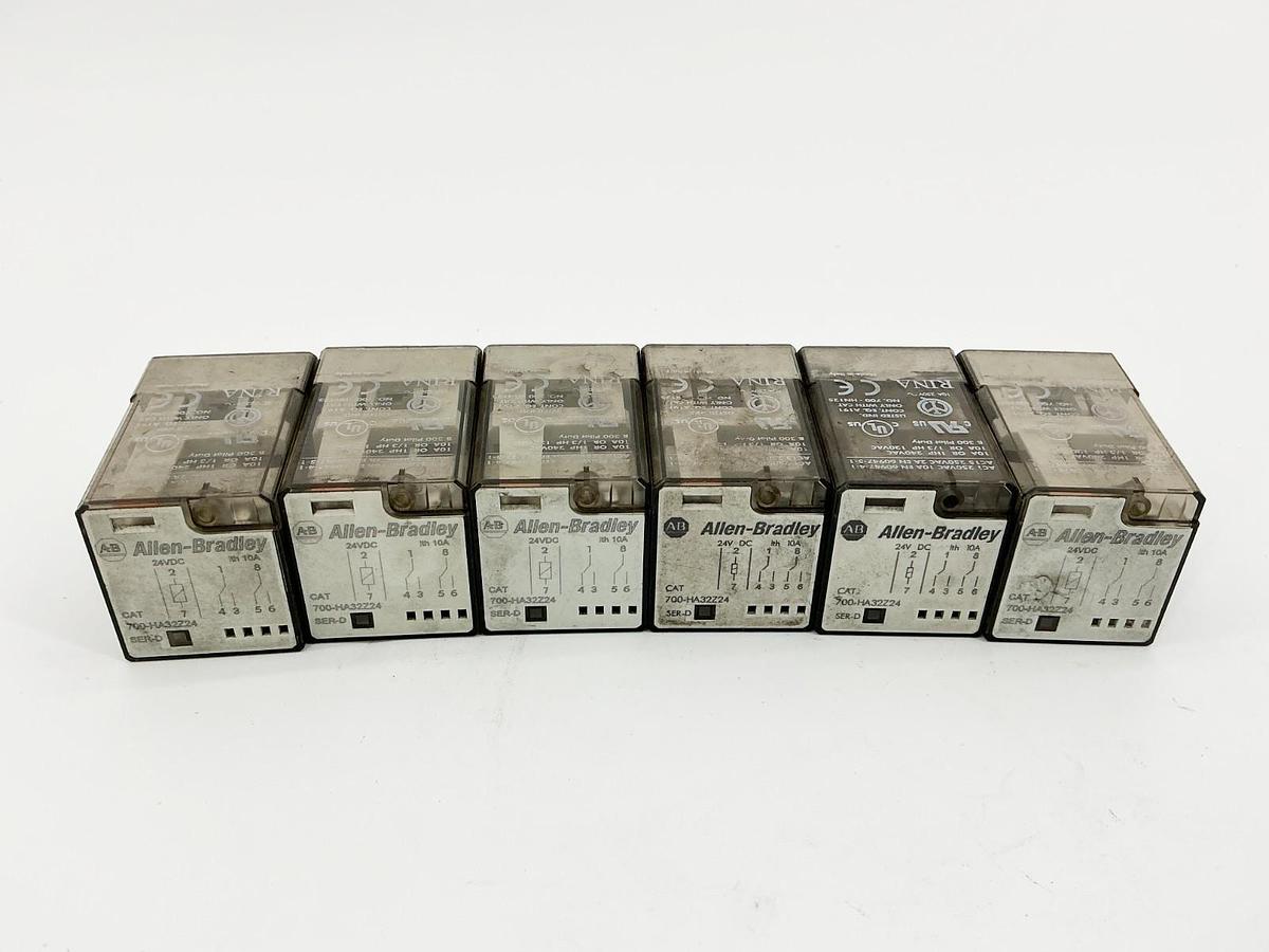 Used Lot of 6 Allen Bradley 700-HA32Z24 General Purpose Relay 8Pin 24V 10A Ser.D