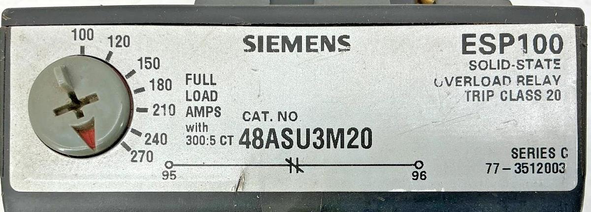New Siemens 48ASU3M20 Ser C Overload Relay Solid State 3PH 100-270FLA - No Box