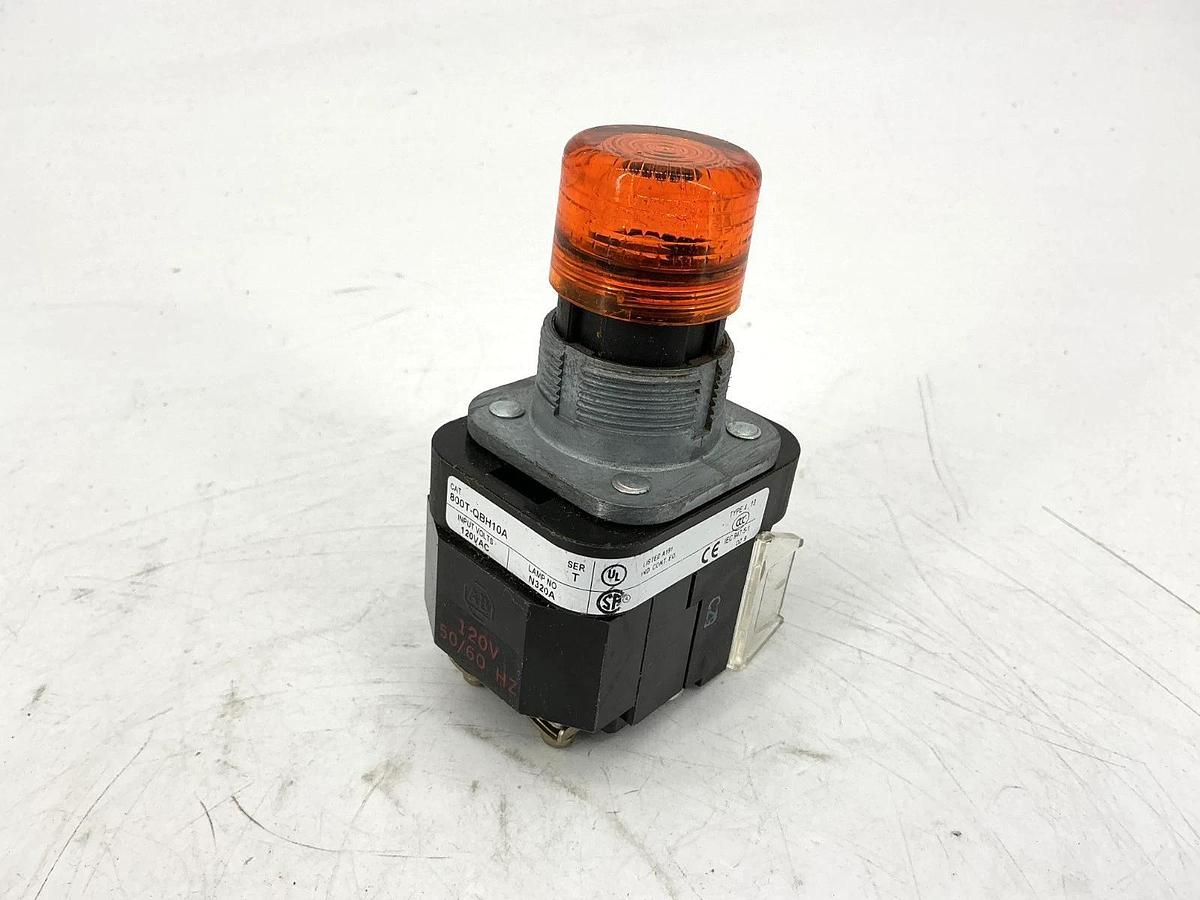 Used Allen Bradley 800T-QBH10A Ser T Illuminated Pushbutton Amber Lens 120VAC
