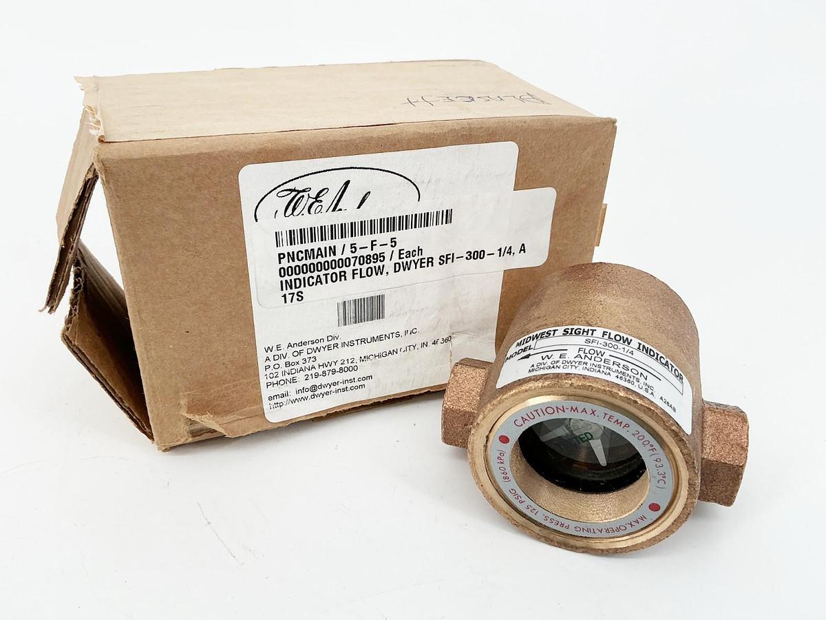 New Midwest SFI-300-1/4 Sight Flow Indicator 125PSIG 200F