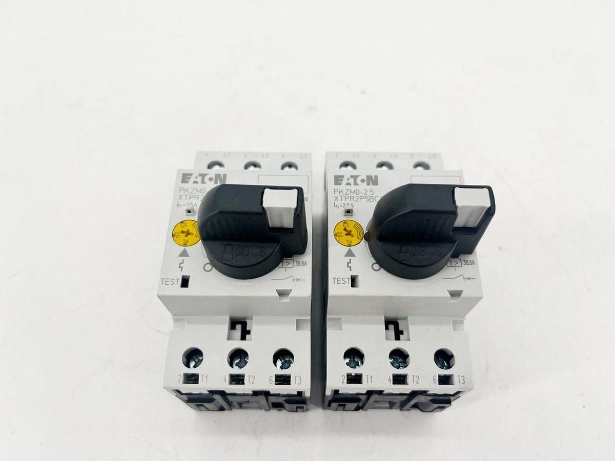Used Lot of 2 Eaton PKZM0-2.5 Motor Circuit Breakers 1.6-2.5A Range XTPR2P5BC1