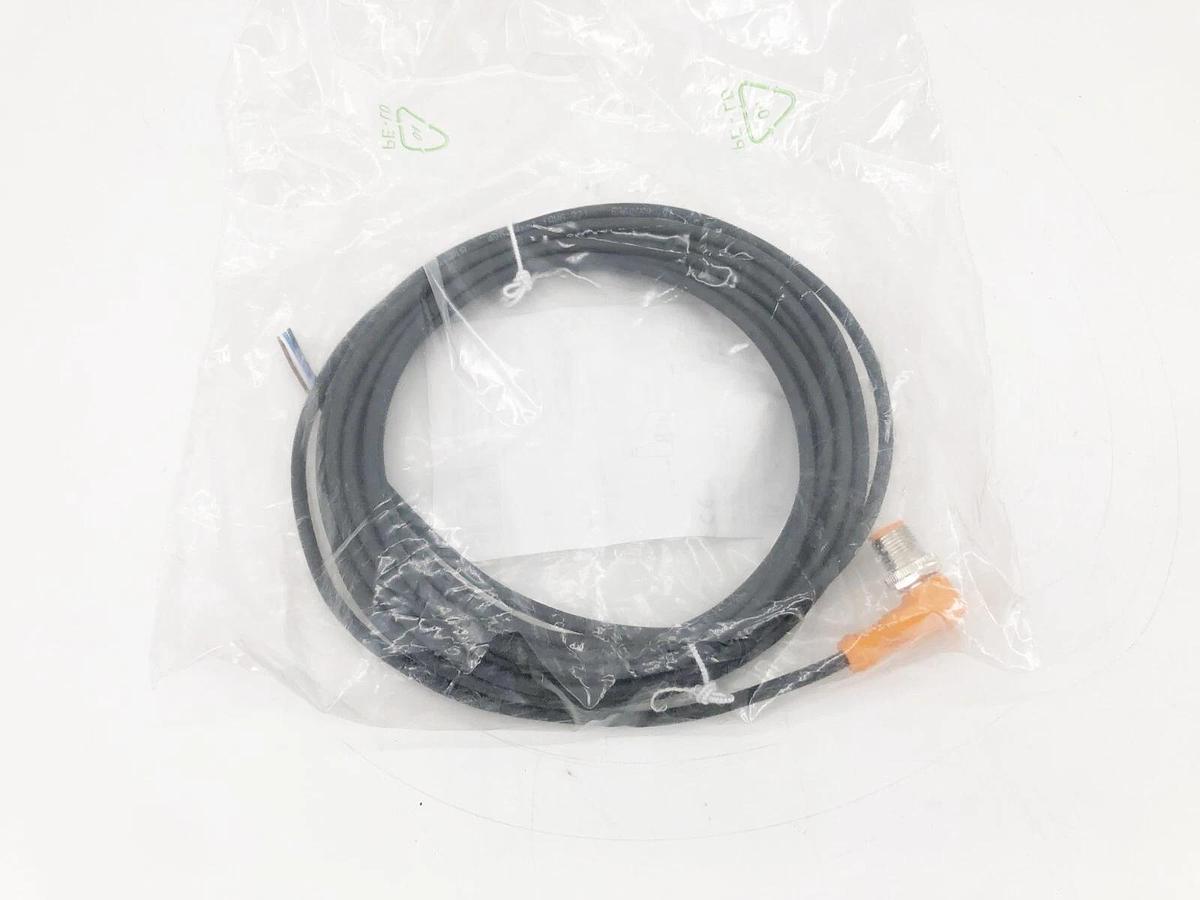 New IFM Efector EVC080 Cordset M12 Connector 4A 250AC/300DC 5m Length