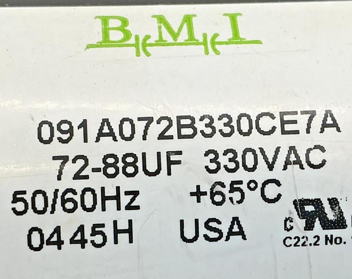 Used BMI 091A072B330CE7A Motor Start Capacitor 72-88UF 330VAC 50/60HZ