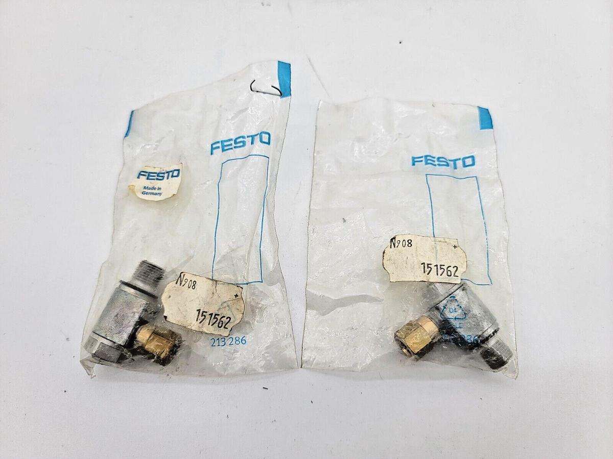 Lot of 2 New Festo 151562 GRLZ-1/8-NPT-1/4-B One-Way Flow Control Valve