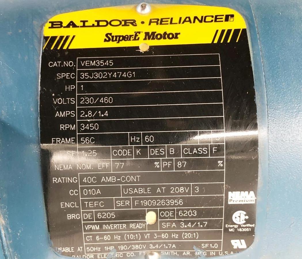 Used Spirax Sarco VNS-203 Condensate-Boiler Feed Pump Baldor VEM3545 1HP 230/460V