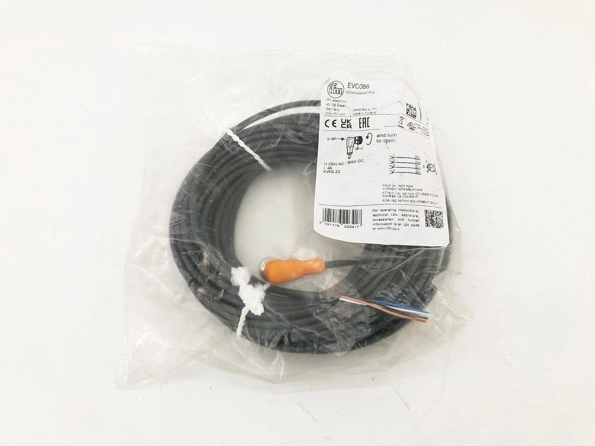 New IFM Electronic EV086 Female Cordset M12 Connector