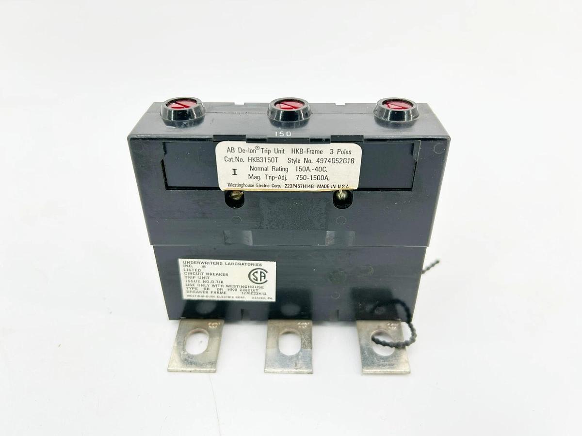 New Westinghouse HKB3150T Trip Unit, 150A, 3 Pole