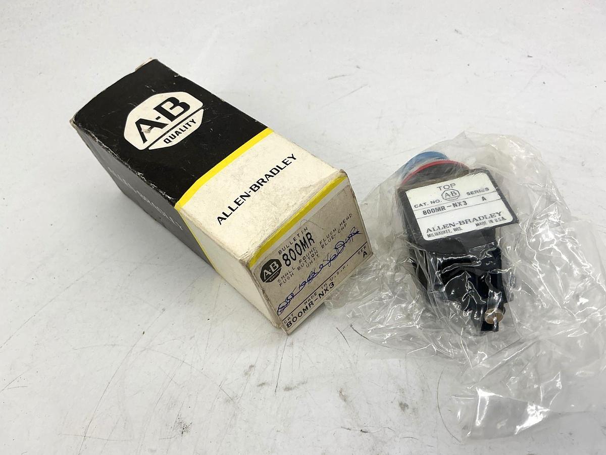 New Allen Bradley 800MR-NX3 Ser A Round Push Button Flush Head Blue Cap
