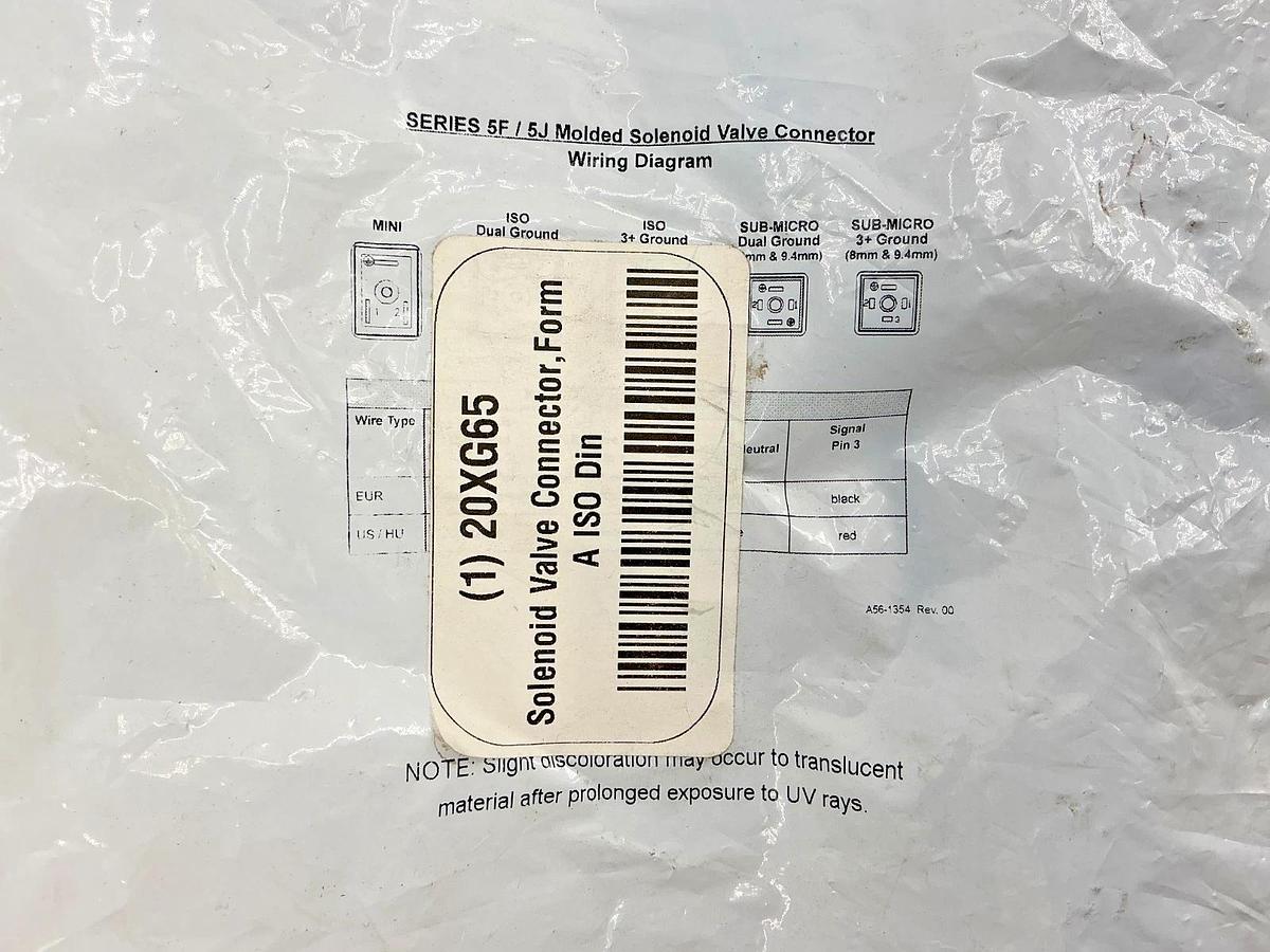 New Unbranded 20XG65 Ser 5F/5J Molded Solenoid Valve Connector Form A ISO Din