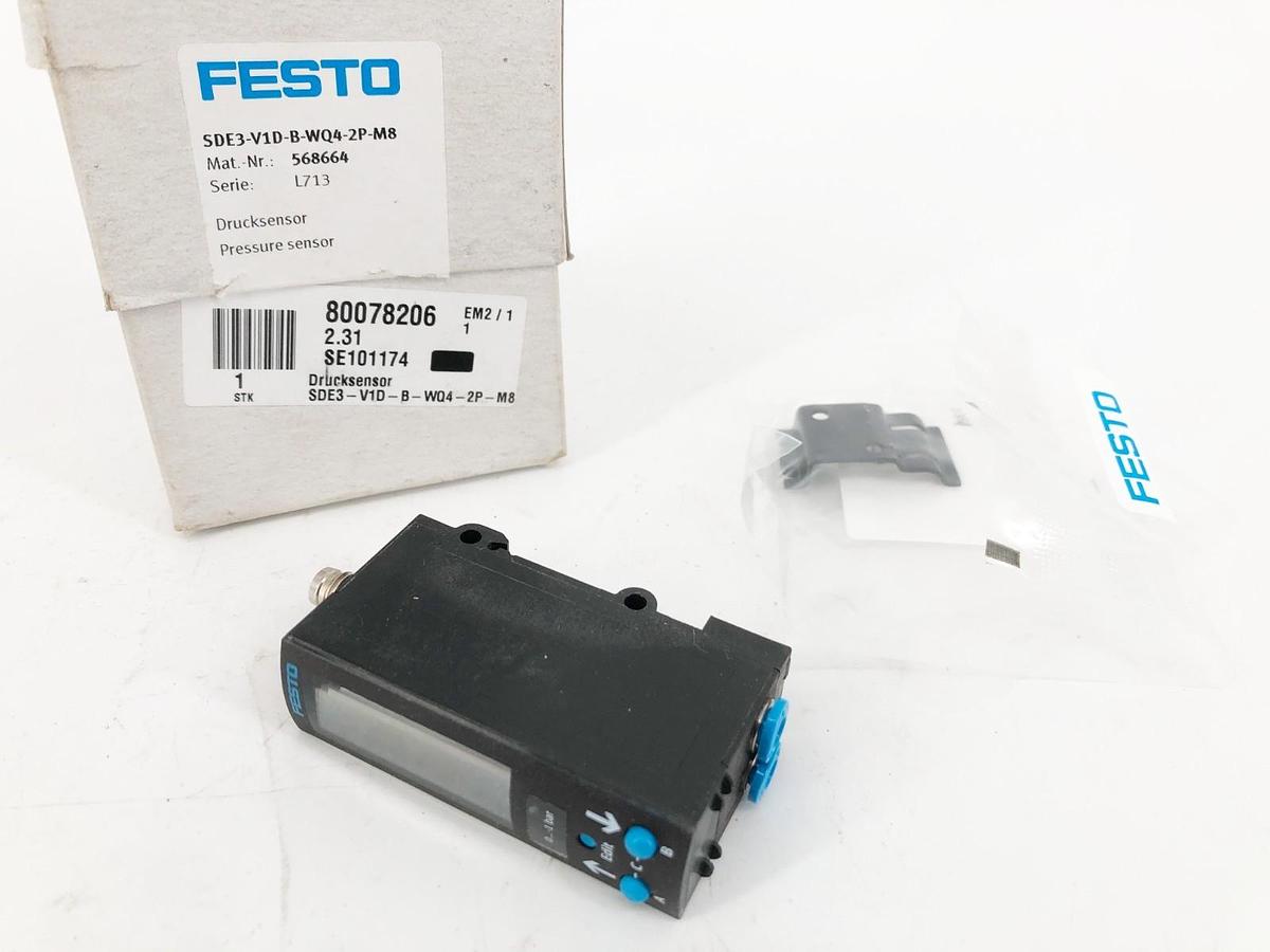 New Festo SDE3-V1D-B-WQ4-2P-M8 Pressure Sensor 24VDC 568664