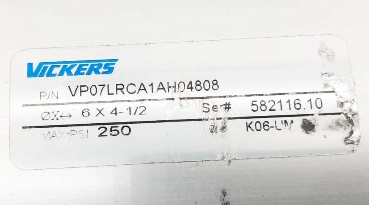 New Vickers VP07LRCA1AH04808 Pneumatic Cylinder 6 x 4-1/2 250psi - No Box
