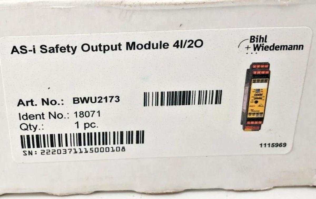 New Bihl + Weidemann BWU2173 ASi Safety Output Module 4I/2O 18071