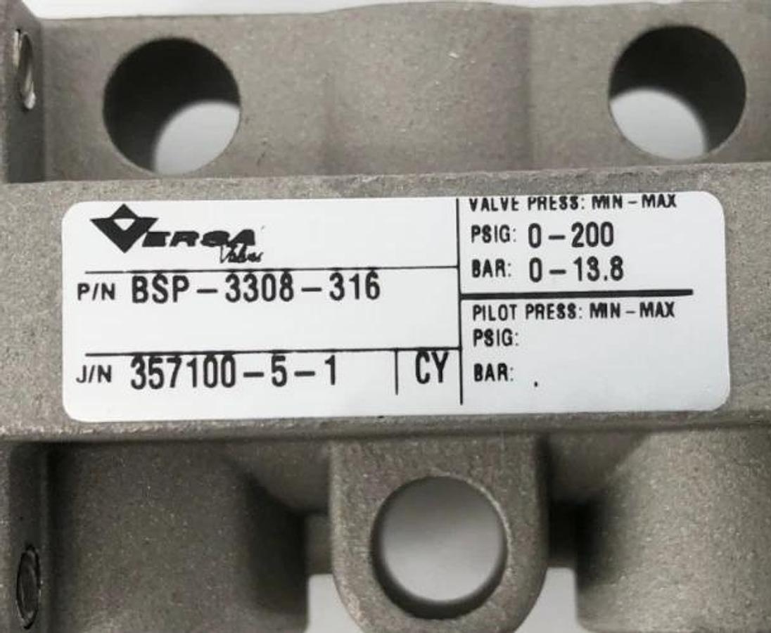 New Versa BSP-3308-316 Pneumatic Directional Valve Stainless Steel 3-Way 1/4"