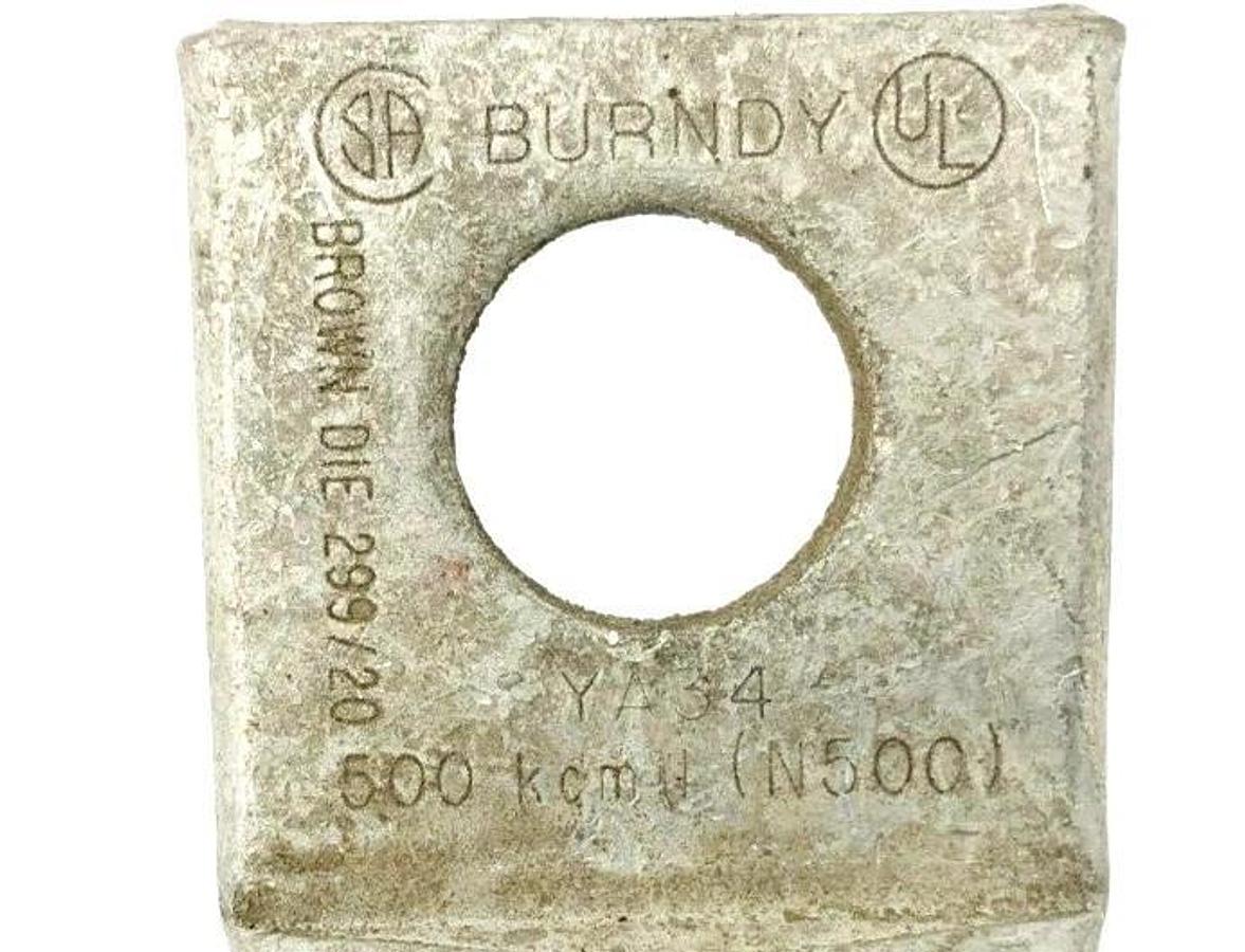 New Burndy YA34 Compression Lug 500kcmil Brown Die 20 or 299 1-Hole 5/8" Stud