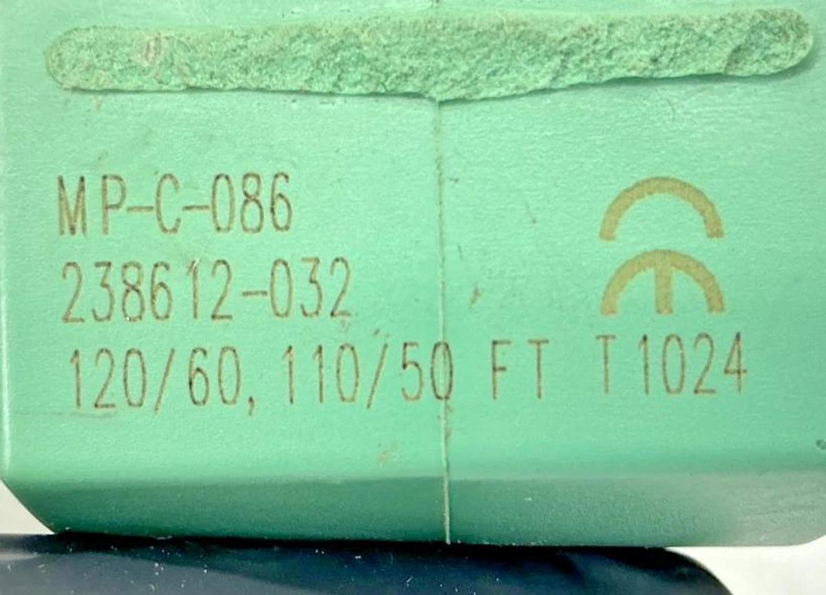 Used ASCO 238612-032 Valve Coil Plug-In 2-Pin 110/120VAC 50/60HZ MP-C-086