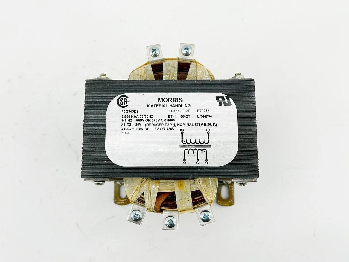 New Morris 75Q349D2 Transformer 500VA 550-600V Pri. 24V/110-120V Sec.