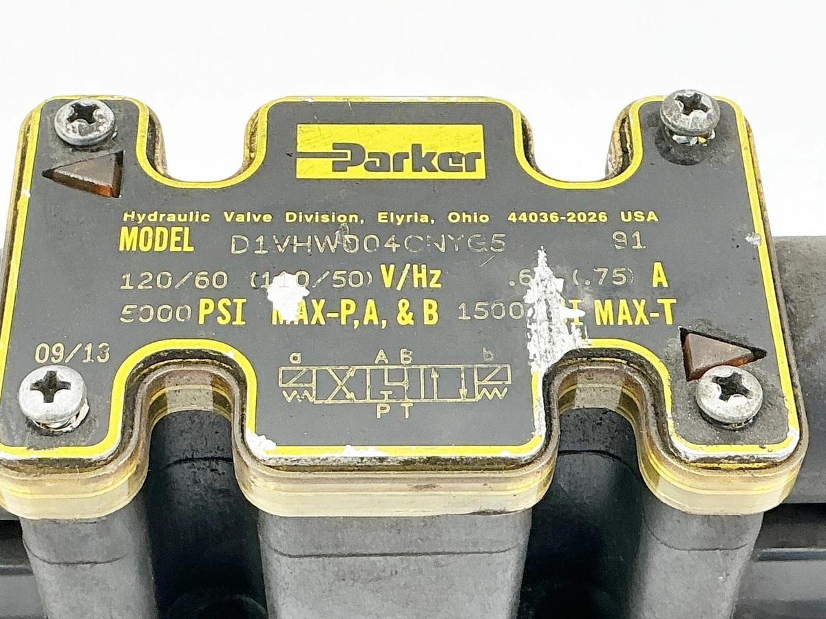 Used Parker D1VHW004CNYG5 Solenoid Valve 110/120V 50/60Hz 5000PSI 91