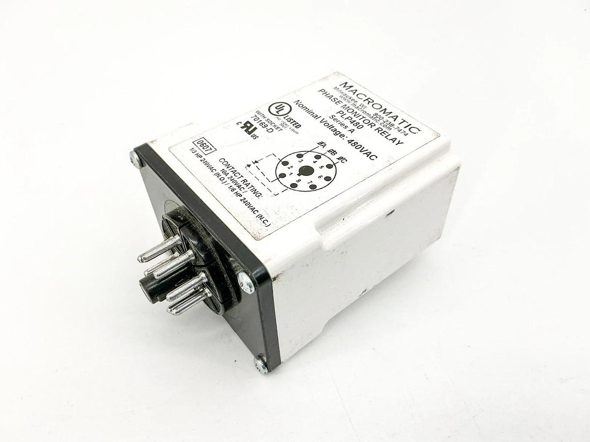 New Macromatic PLP480 Phase Monitor Relay 480V 8Pin - No Box