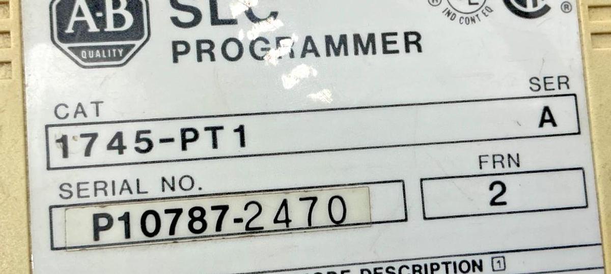 Used Allen Bradley 1745-PT1 Ser A SLC Programmer w/ 1745-C1 Ser B Interconnect Cable