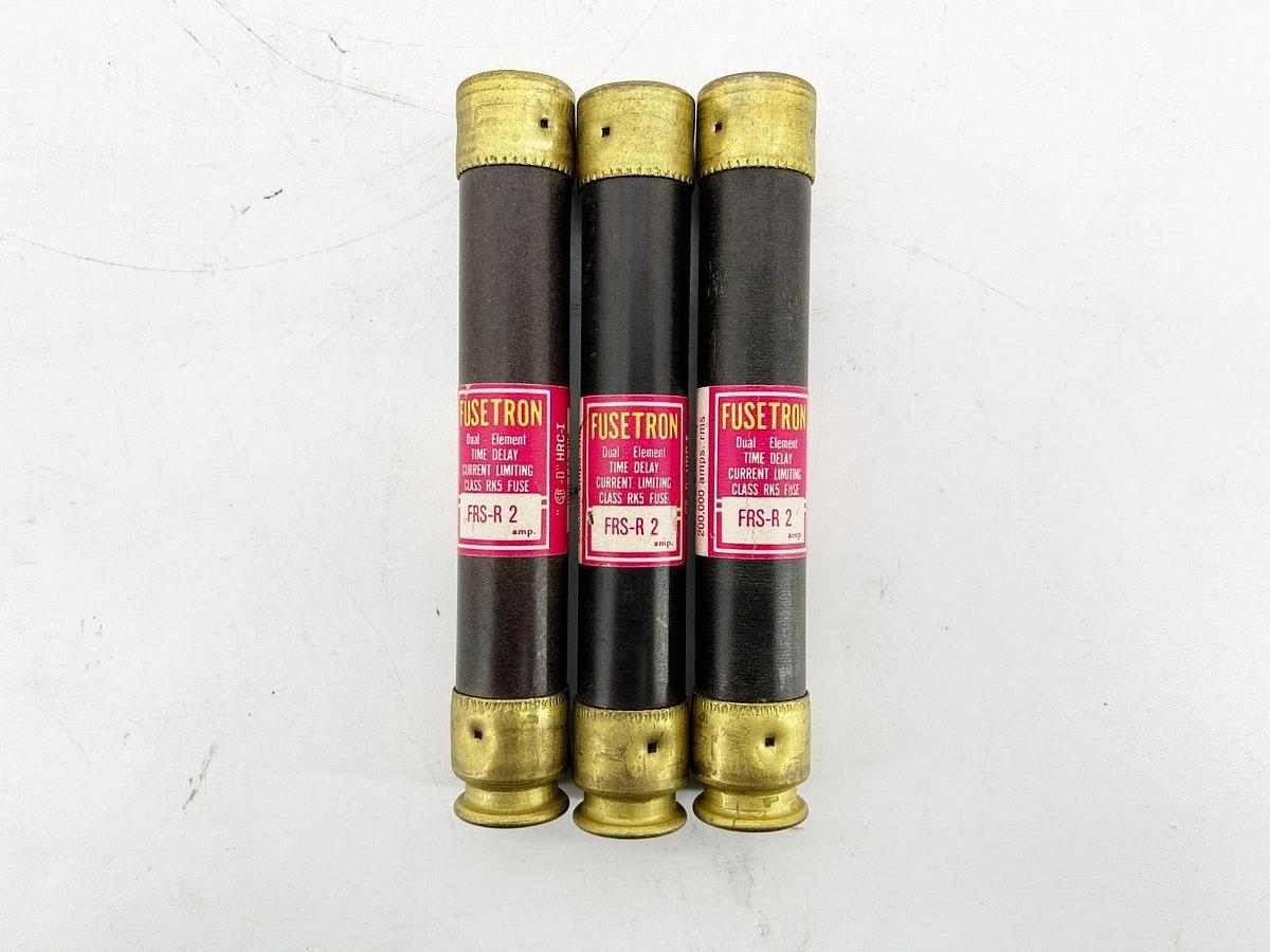 New Lot of 3 Bussmann FRS-R-2 Dual Element TIme Delay Fuse 2A 600V