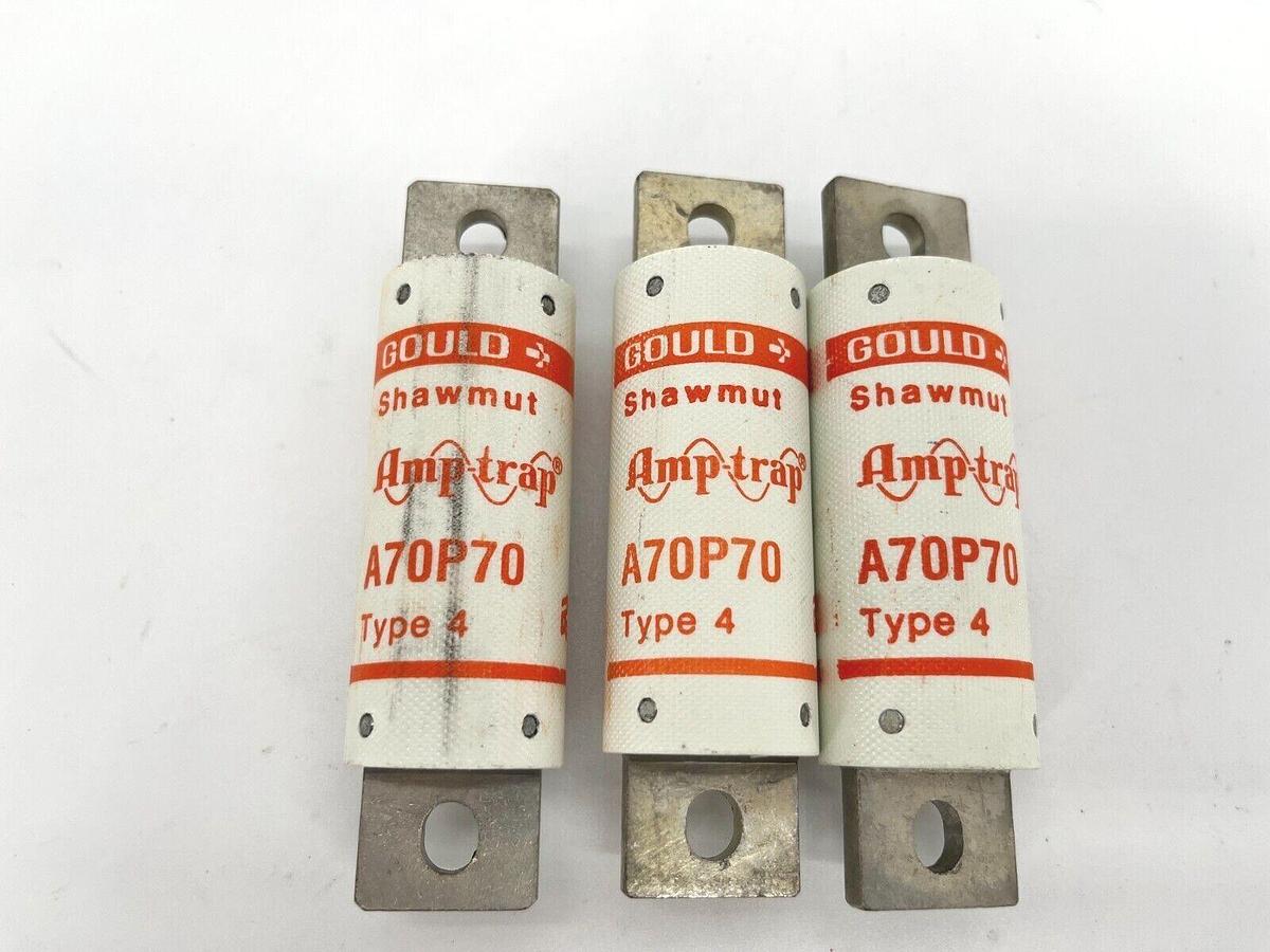 Lot of 3 Gould Shawmut A70P70-4 Semiconductor Fuses 70A 700V