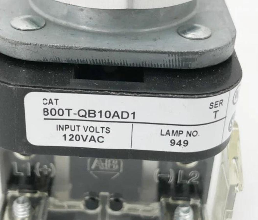 New Allen-Bradley 800T-QB10AD1 Ser. T Amber Illuminated Pushbutton 120V