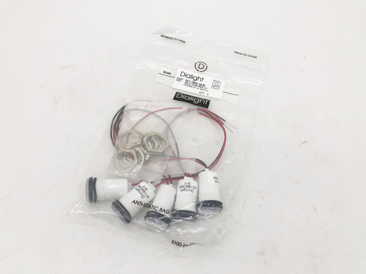 Bag of 5 New Dialight 557-1805-203F Panel Mount LED Indicators 24V