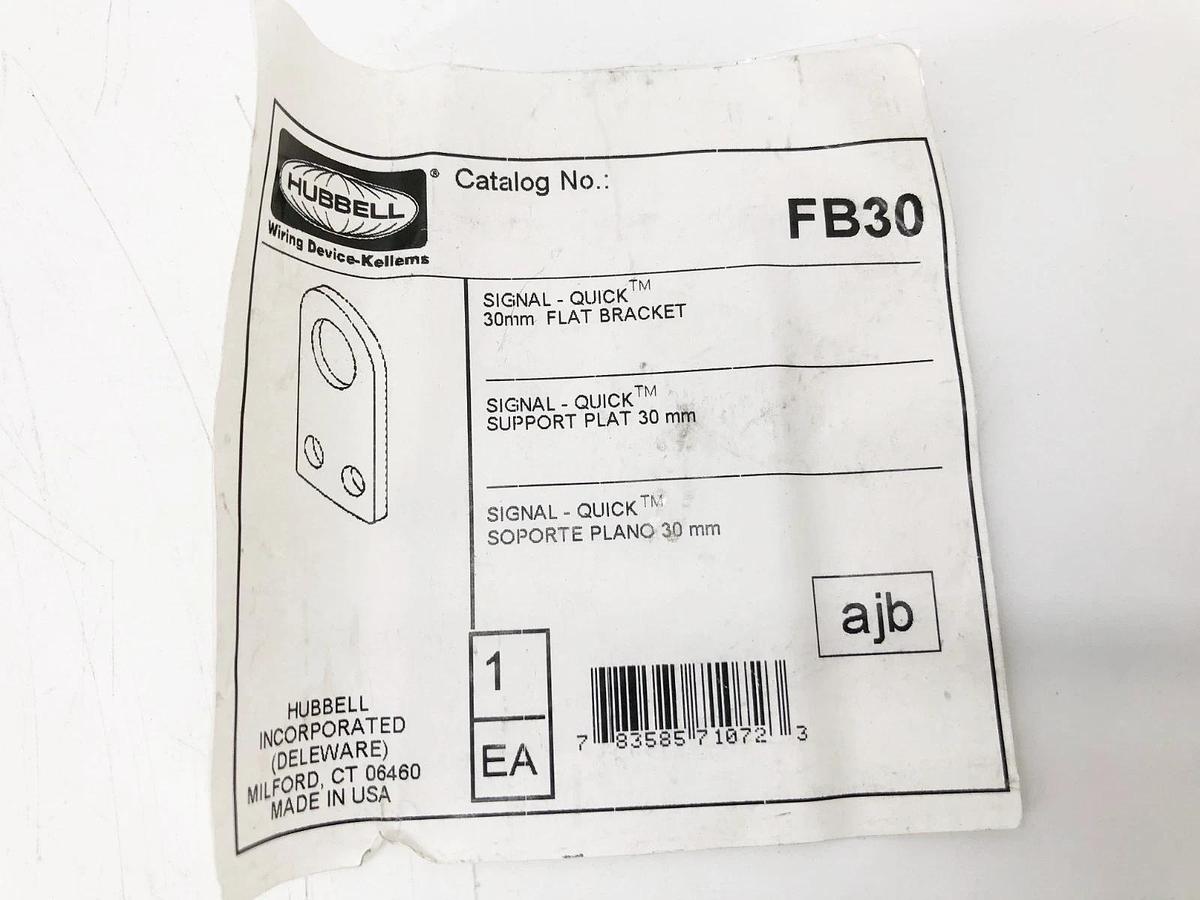New Hubbell FB30 Flat Bracket 30mm Stainless Steel - No Box