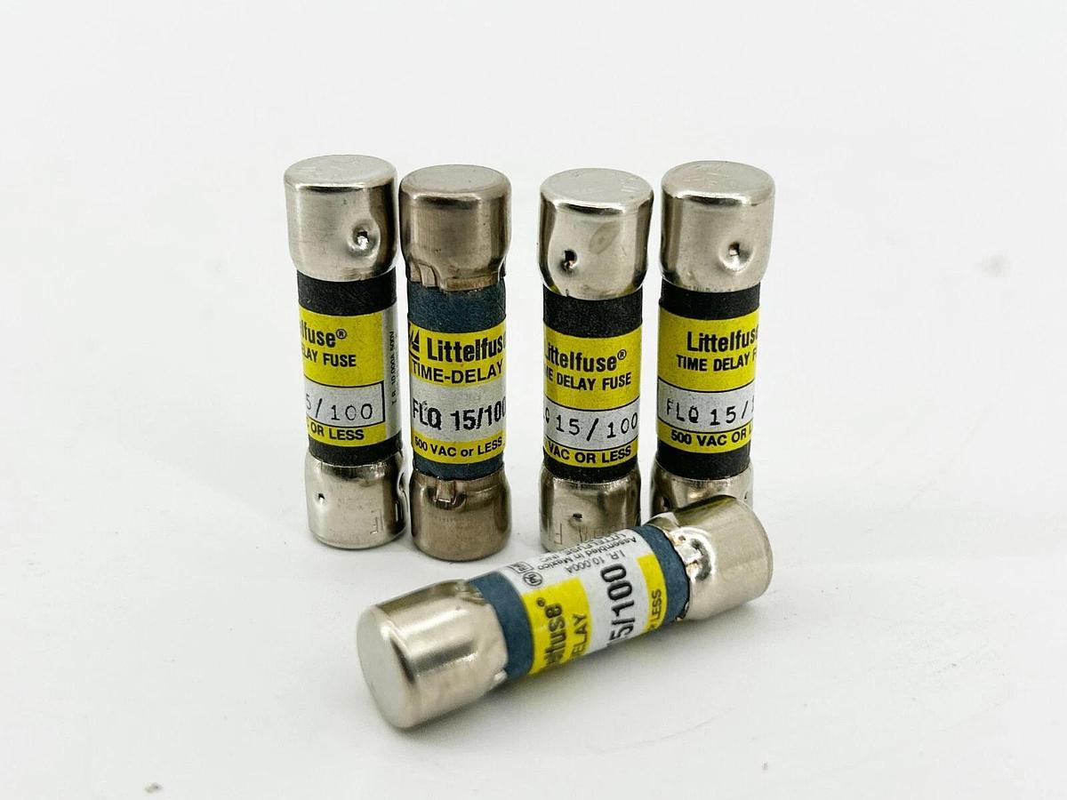 New Lot of 5 Littelfuse FLQ-15/100 Time Delay Fuse .150A 500V - No Box