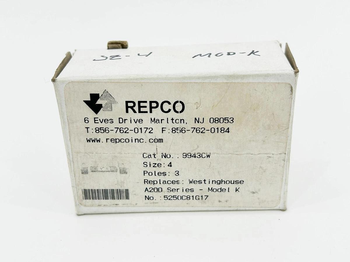 New Repco 9943CW Contact Kit Size4 3P Replaces Westinghouse 5250C81G17