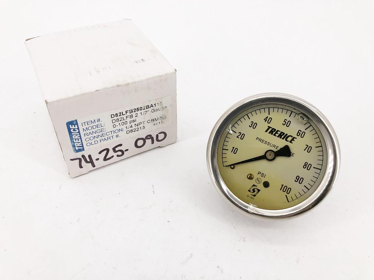 New Trerice D82LFB2502BA110 Gauge D82LFB 2-1/2" 0-100psi 1/4" NPT CBM