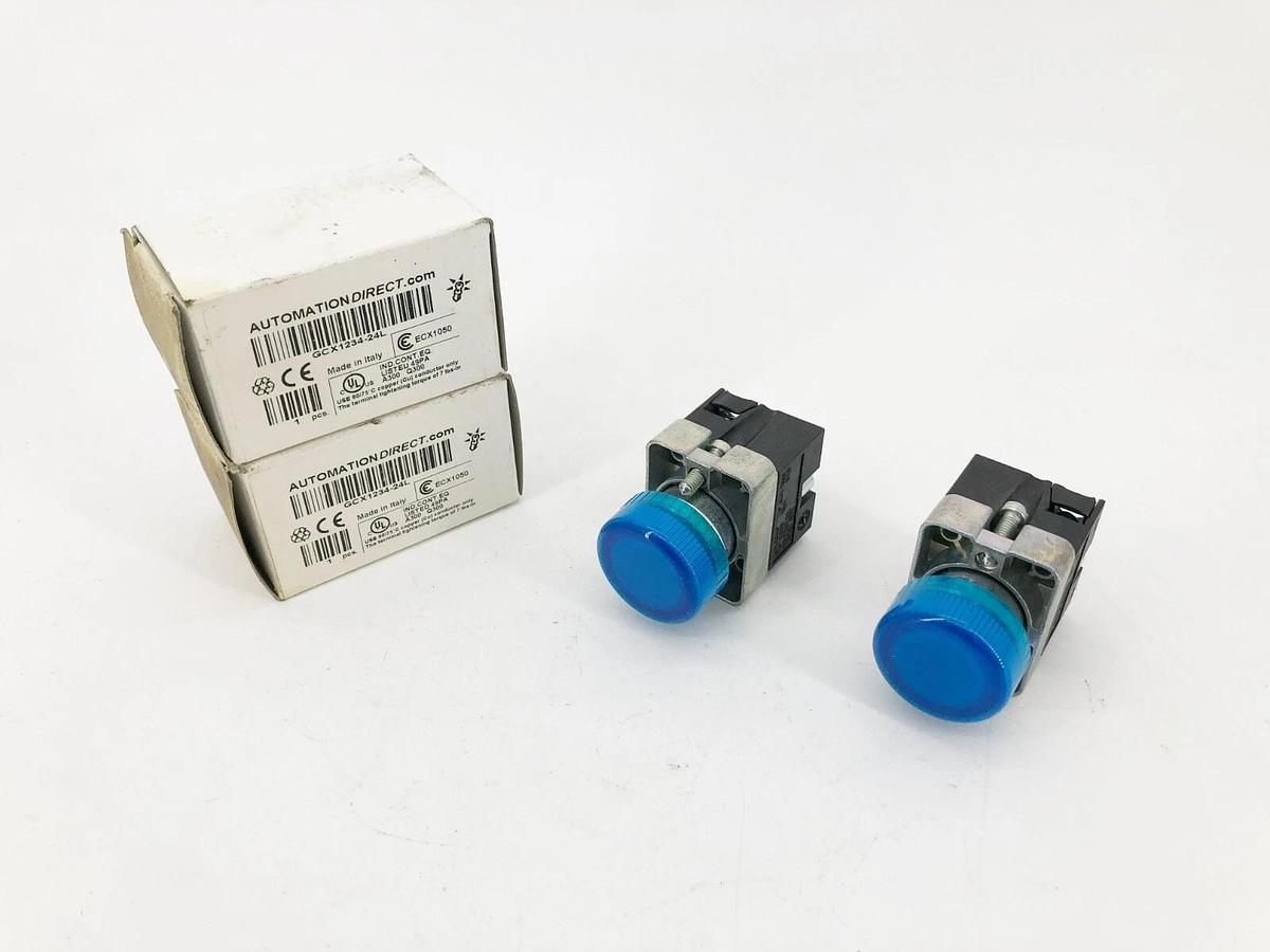 Lot of 2 New Automation Direct GCX1234-24L Indicating Lights Blue 24VAC/DC