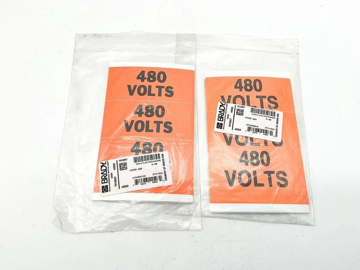 New Pack of 10 Brady 44503 Conduit & Voltage Markers 480 Volts Y919837