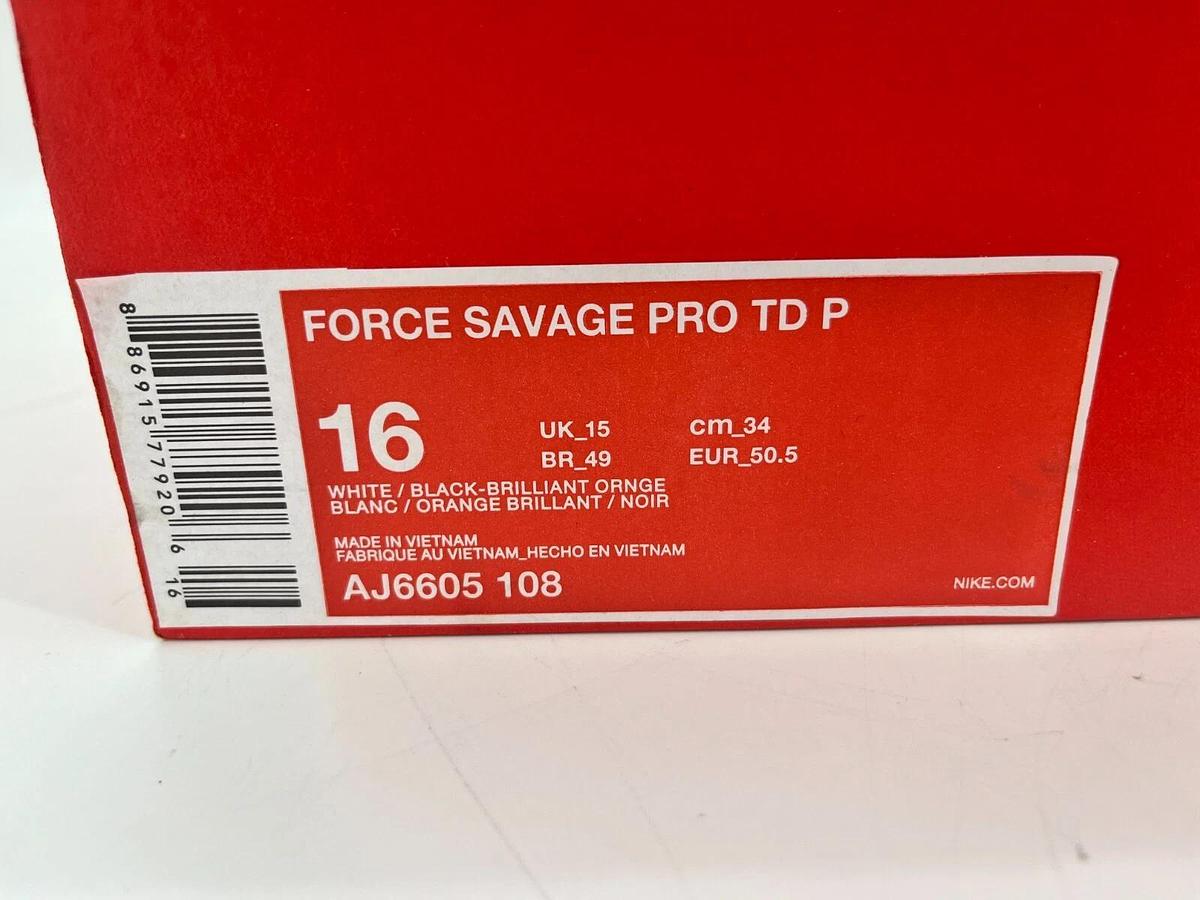 Nike Force Savage Pro TD P White/Orange Size 16 OSU Beavers Cleats