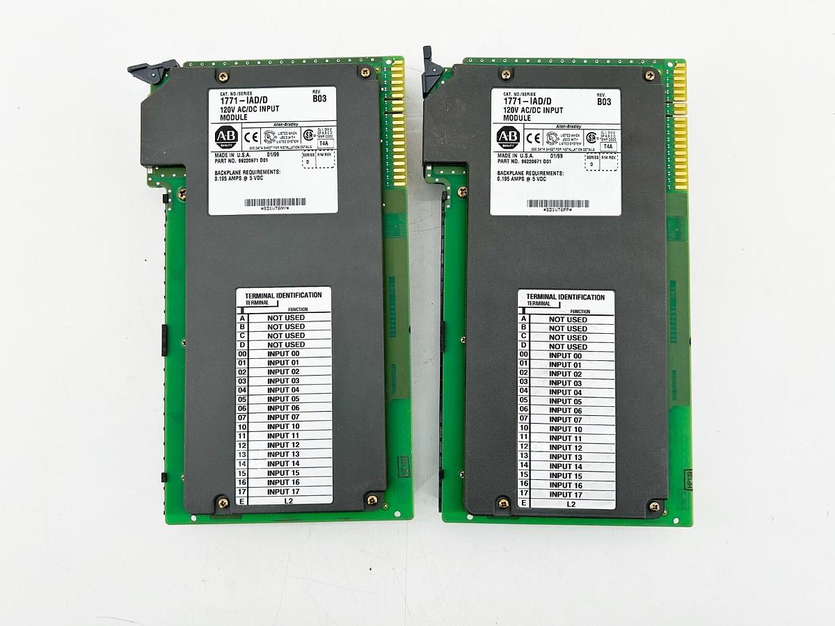 Used Lot of 2 Allen Bradley 1771-IAD/D Input Module 16 Pint 120V 50/60Hz