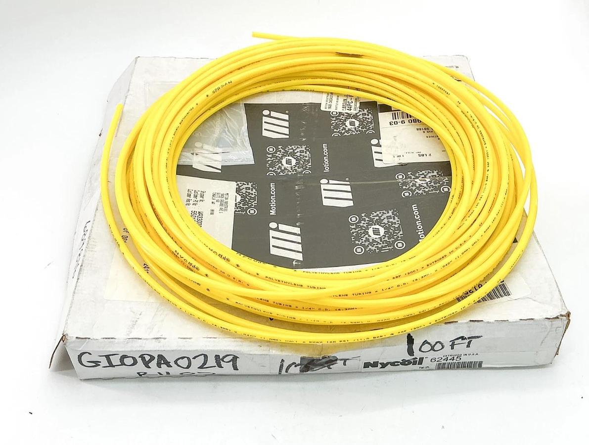 New Nycoil 62445 Yellow Tubing 1/4ODX.040 Wall P.E.Tube 100Ft