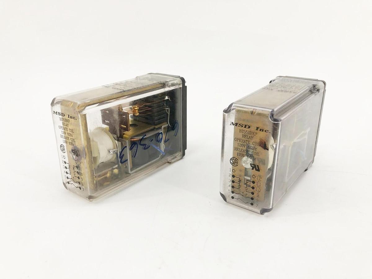 Used Lot of 2 MSD Inc. B255XBXP Plug In Relays 120V 60Hz