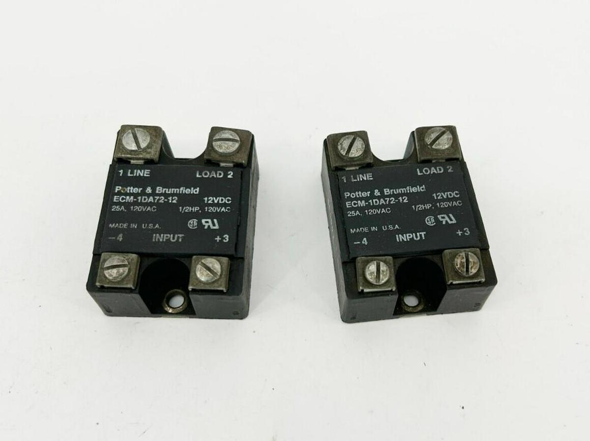 Lot of 2 New Potter & Brumfield ECM-1DA72-12 Relay, 12VDC, 25A 120VAC