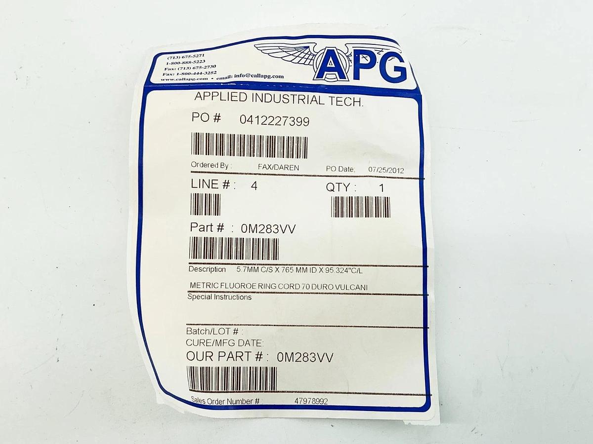 New Applied Industrial Technologies OM283VV O-ring 5.7MMX909MMIDX113.134"CL
