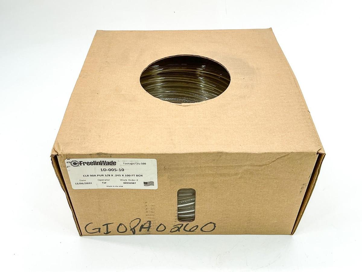 New Freelin-Wade 1D-005-10 Clear Tubing CLR 90A PUR 3/8"X.245X100FT