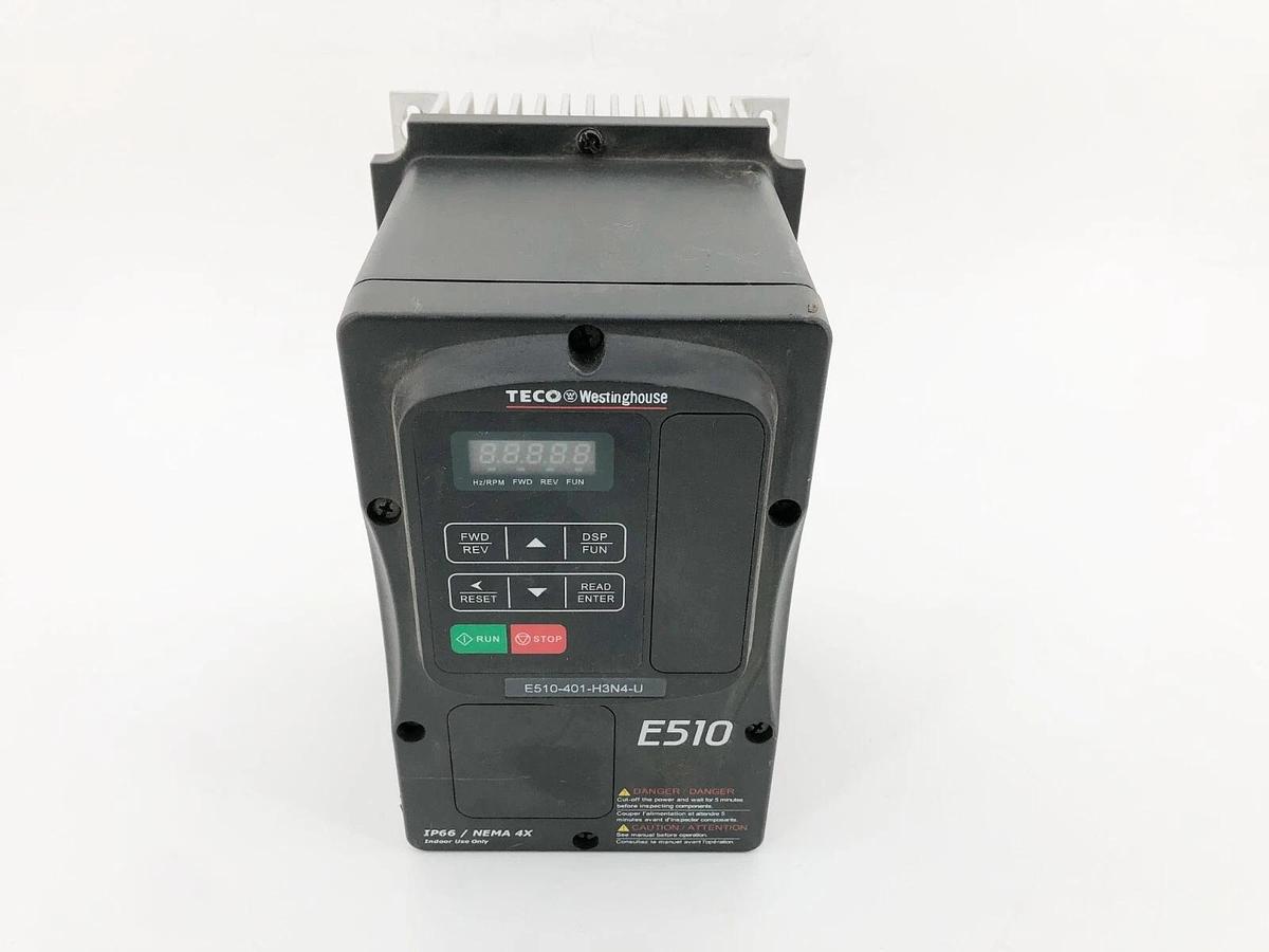 Used TECO Westinghouse E510-401-H3N4-U Frequency Inverter 3PH 0-480V 0-599Hz 2.3A Out