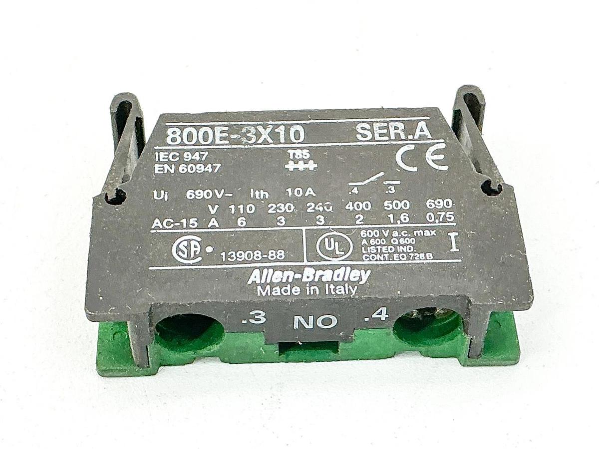 New Lot of 2 Allen Bradley 800E-3X10 Contact Block 690V 10A Ser.A - No Box